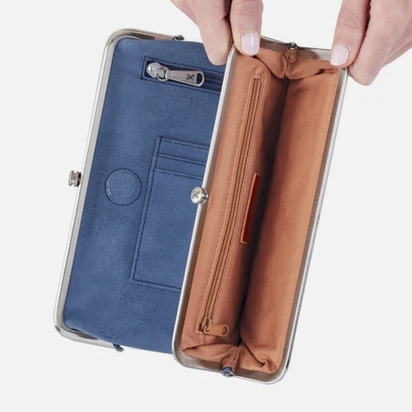 Hobo Lauren Clutch-Wallet in Buffed Leather, Blue Azure, NWT - Picture 13 of 16